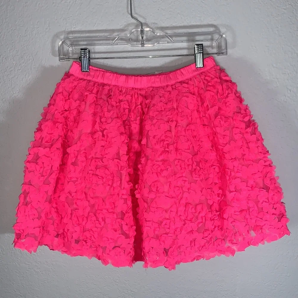 The Children’s Place Neon Berry Flower Skirt Size Large NWT Pink 3D Floral